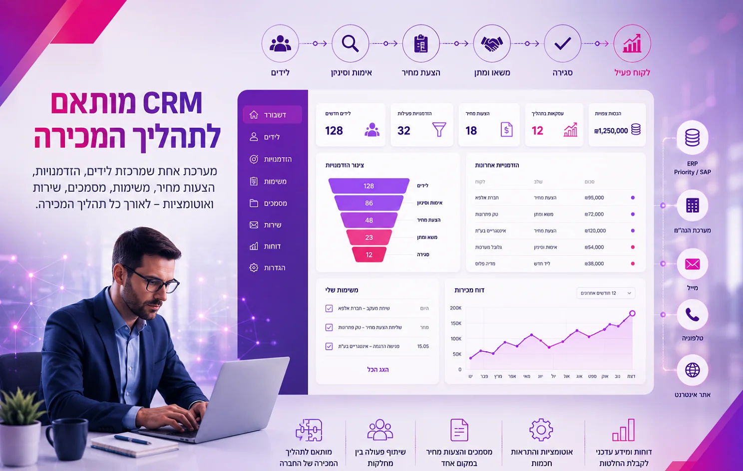 בניית מערכת CRM לעסקים - CRM מותאם לתהליך המכירה של החברה