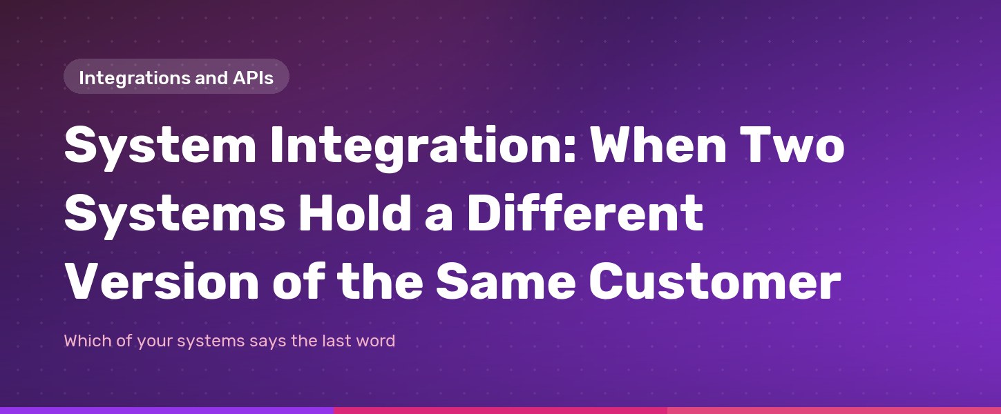 Two systems holding a different customer record, and a connection that keeps them in sync