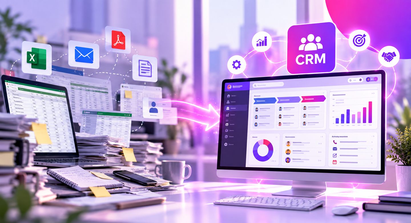 Moving from customer data scattered across Excel, email and documents to a custom CRM system that brings it all together